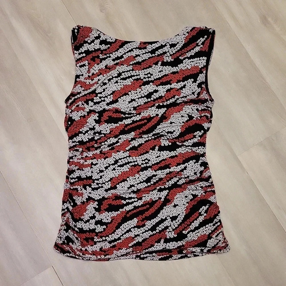 🛍Ann Taylor Red White Black Cowl Neck Tank Blouse Womens Size Medium‎ - Picture 3 of 6